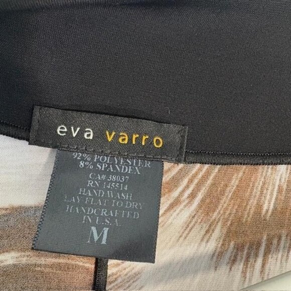 Eva Varro Shirt Womens Medium Animal Print V Neck 3/4 Sleeve Tunic Made USA - Picture 3 of 6